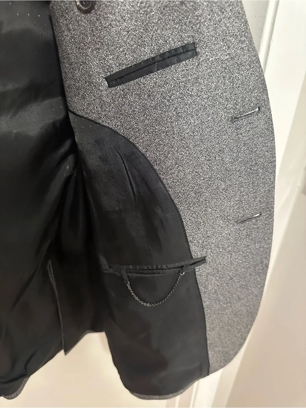 Bespoken 38R 100% Wool Removable Hoodie Grey Sport Coat Blazer